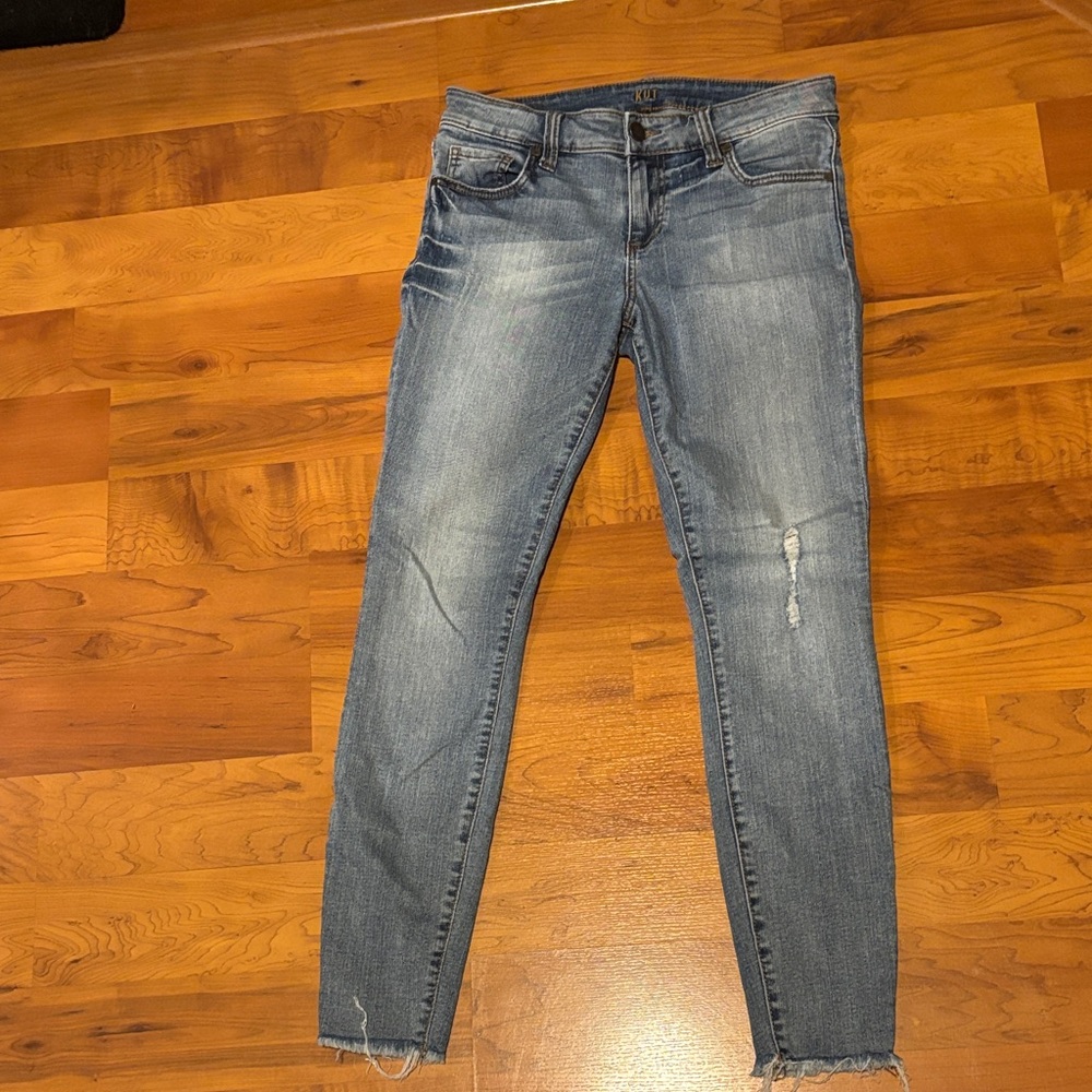 Kut from the Kloth Distressed Blue Skinny Jeans